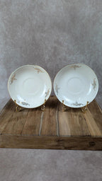Duo de sous - tasses anciennes Sarreguemines & Digoin – décor doré