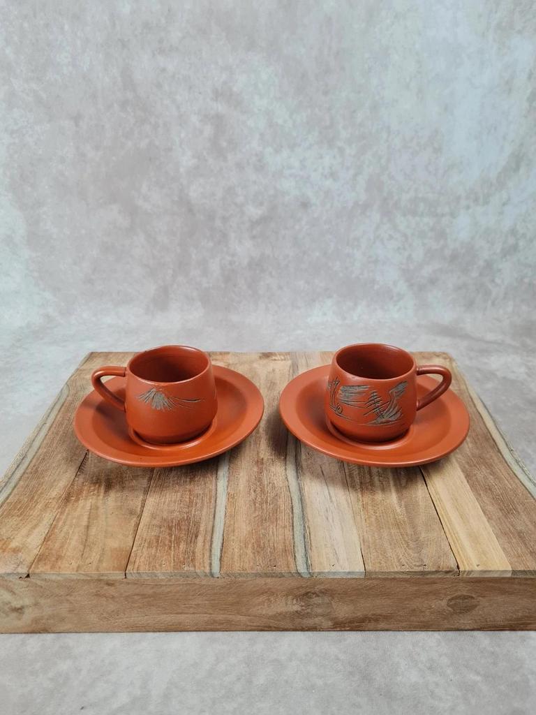🏺 Duo de tasses japonaises en terre cuite Tokoname 🇯🇵