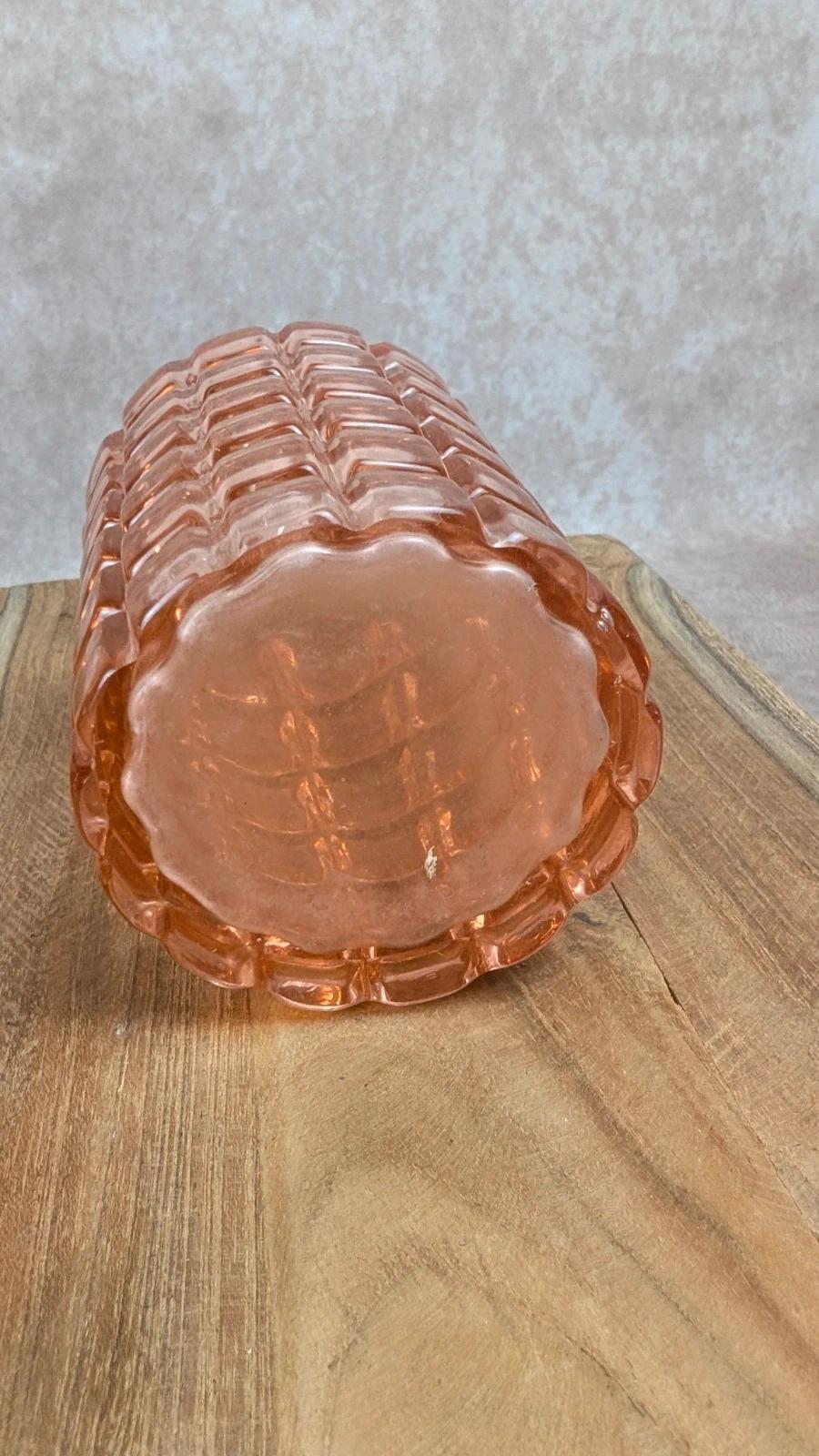 Duo de toilette Art Déco en cristal de Bayel – flacon + pot rosé