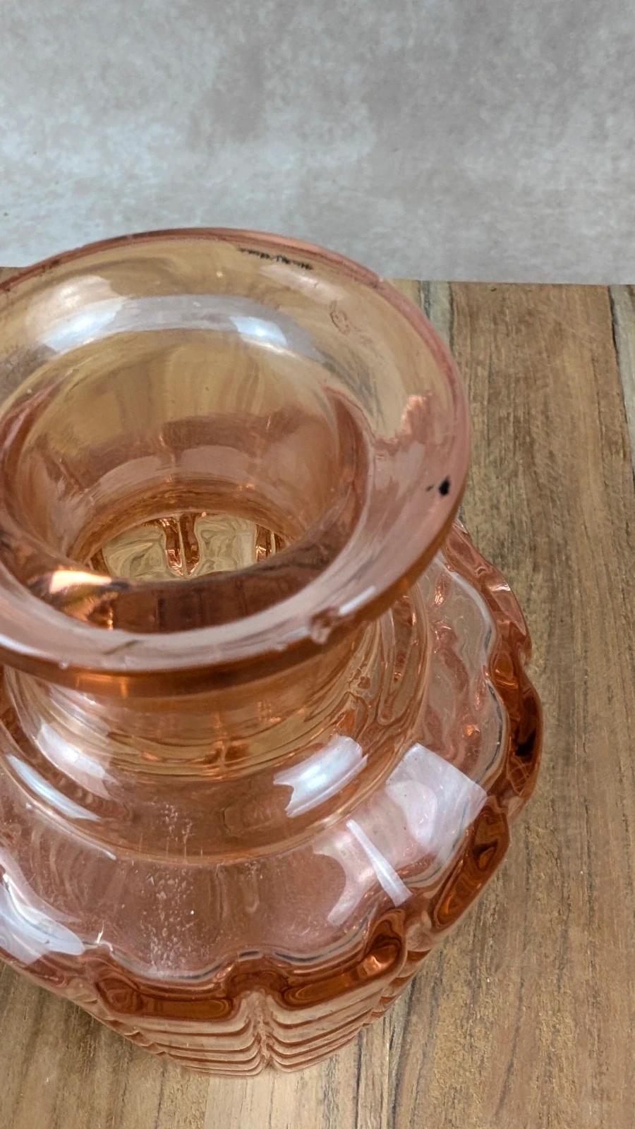 Duo de toilette Art Déco en cristal de Bayel – flacon + pot rosé