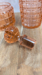 Duo de toilette Art Déco en cristal de Bayel – flacon + pot rosé