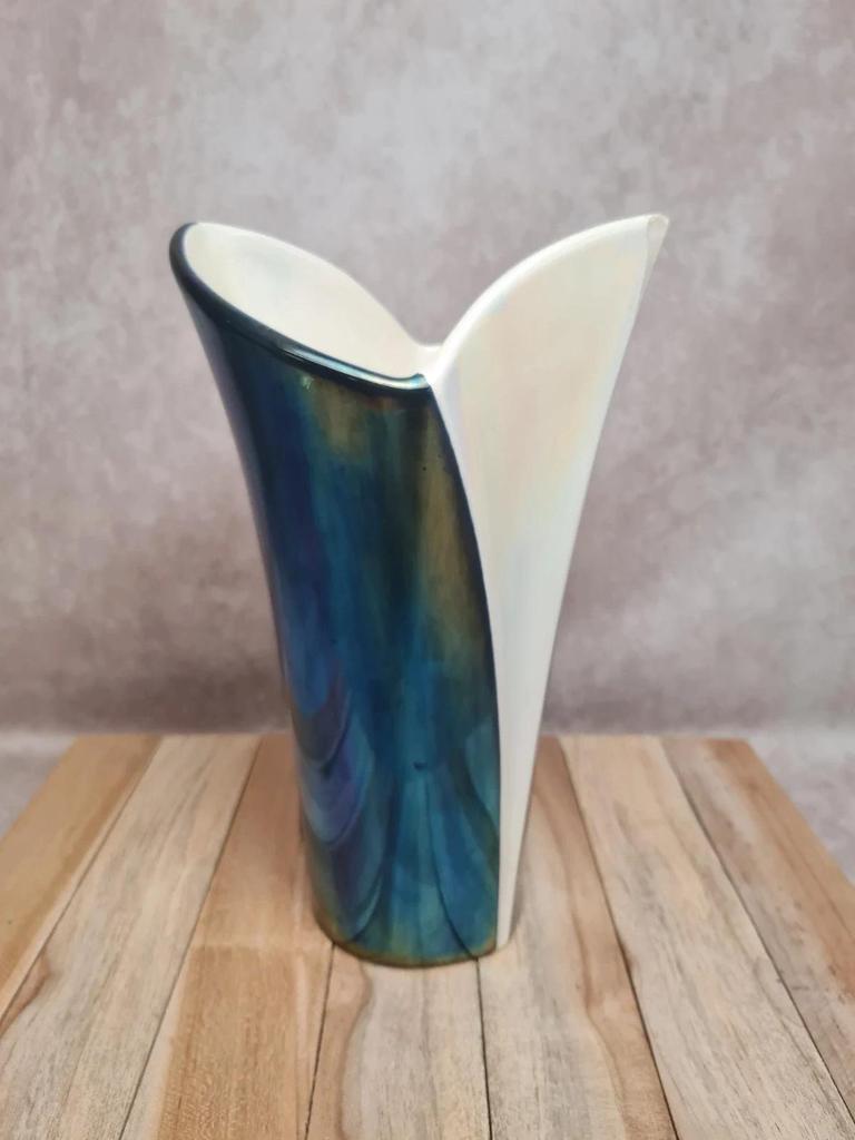 Vase Verceram vintage bicolore irisé années 50/60
