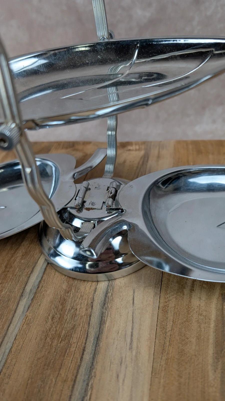 Serviteur pliant en inox + 4 coupelles assorties