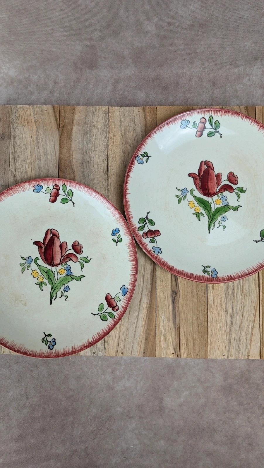 Lot de 2 assiettes à dessert Gien Lorraine