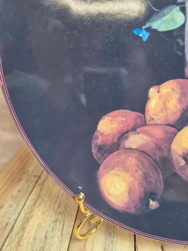 Grand plat Gien Cueillette D. Lalande 30 cm – Décor fruits & violettes