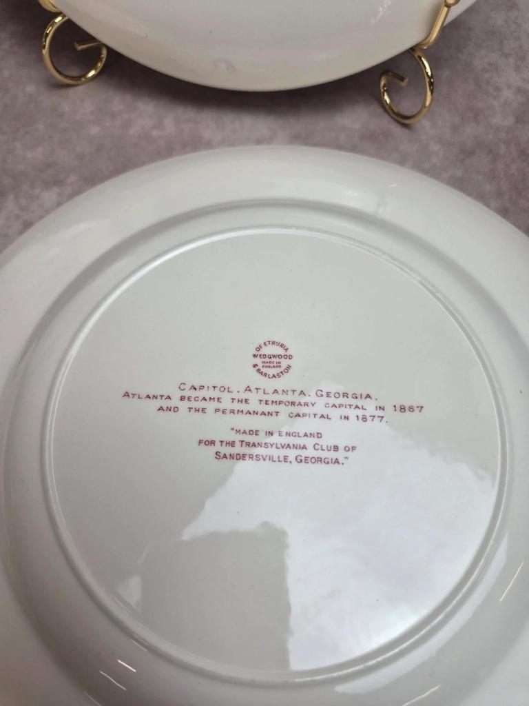 Lot 4 Assiettes Wedgwood Georgia Historical Plates Mulberry Angleterre Vintage