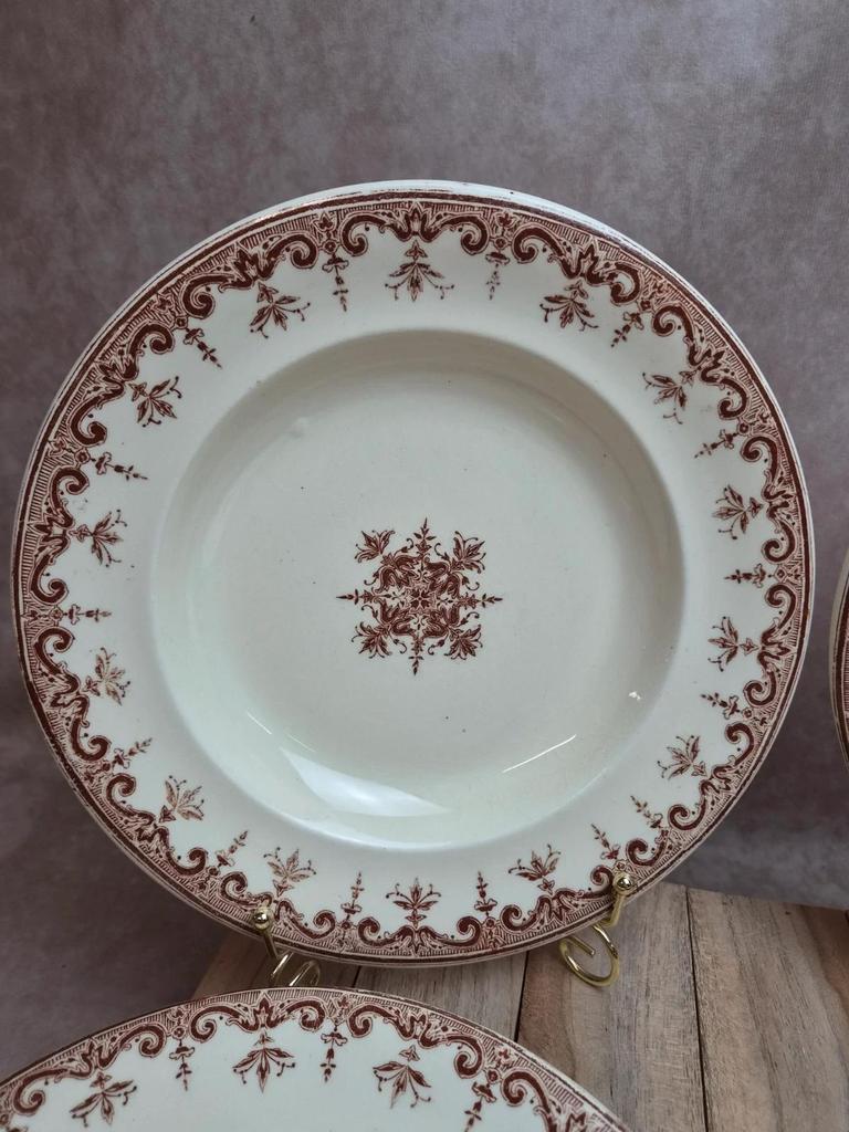 Lot de 5 assiettes creuses Terre de Fer Clairefontaine Rouen sépia Xixe