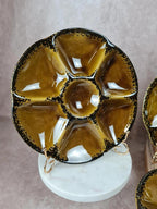 Lot de 8 assiettes à huîtres Gien, magnifique service vintage