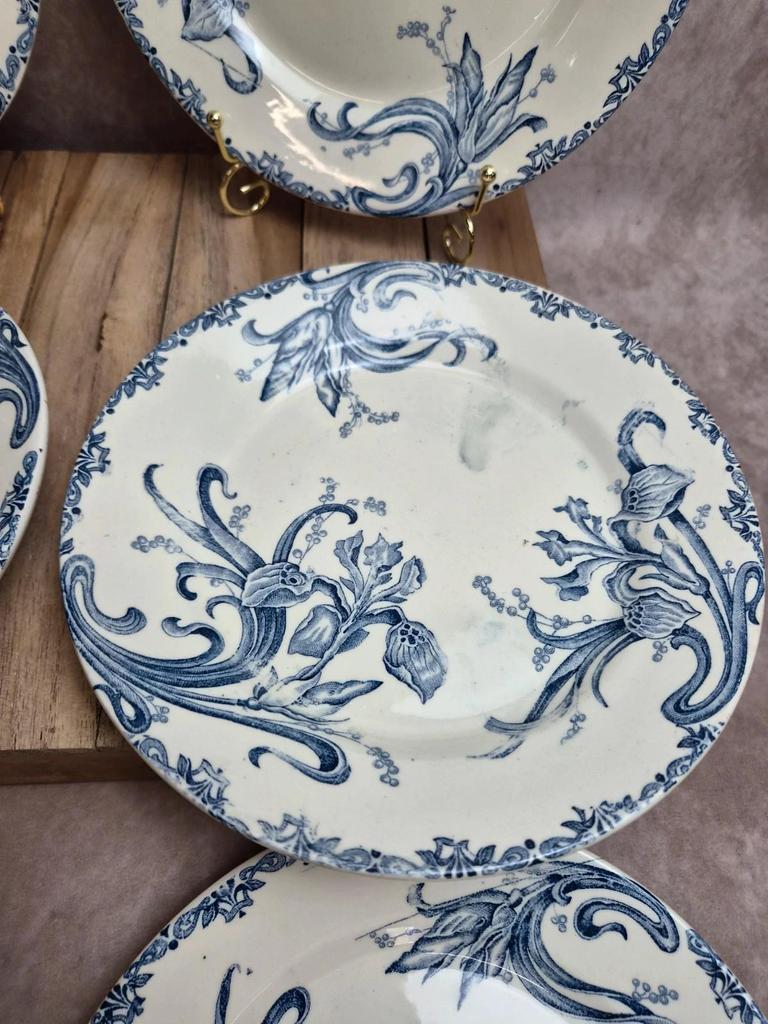 Lot de 6 assiettes terre de fer Clairefontaine – modèle Iris – fin Xixe