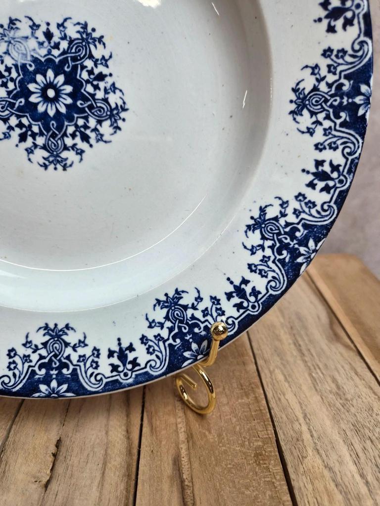 Assiette semi-creuse Terre de Fer Clairefontaine Lg Normandie Xixe décor bleu