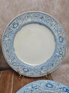 Assiettes terre de fer anglaises 1872 💙 Émile Bourgeois Grand Dépôt Paris – décor bleu rare – lot 8