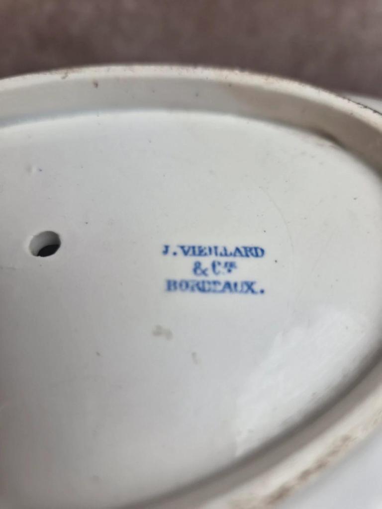 Saucière ancienne Jules Vieillard & Cie Bordeaux – Modèle Guirlande - Faïence fine Xixe