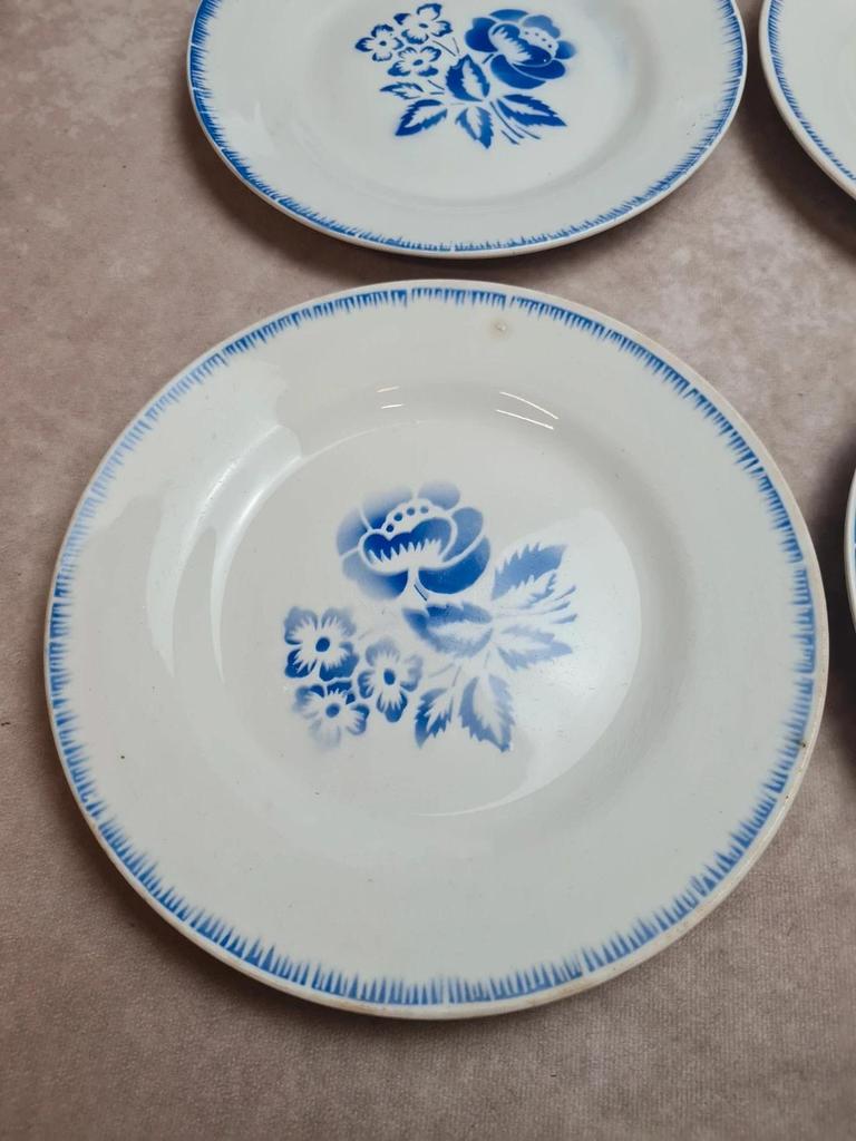Lot de 10 assiettes plates vintage Digoin Sarreguemines modèle Simone Egp bleu 💙