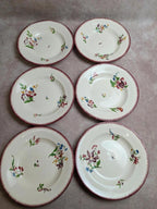 Lot de 6 assiettes creuses Sarreguemines – modèle Strasbourg – décor floral peint à la main