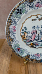 Assiette ancienne K&g Lunéville décor scène asiatique
