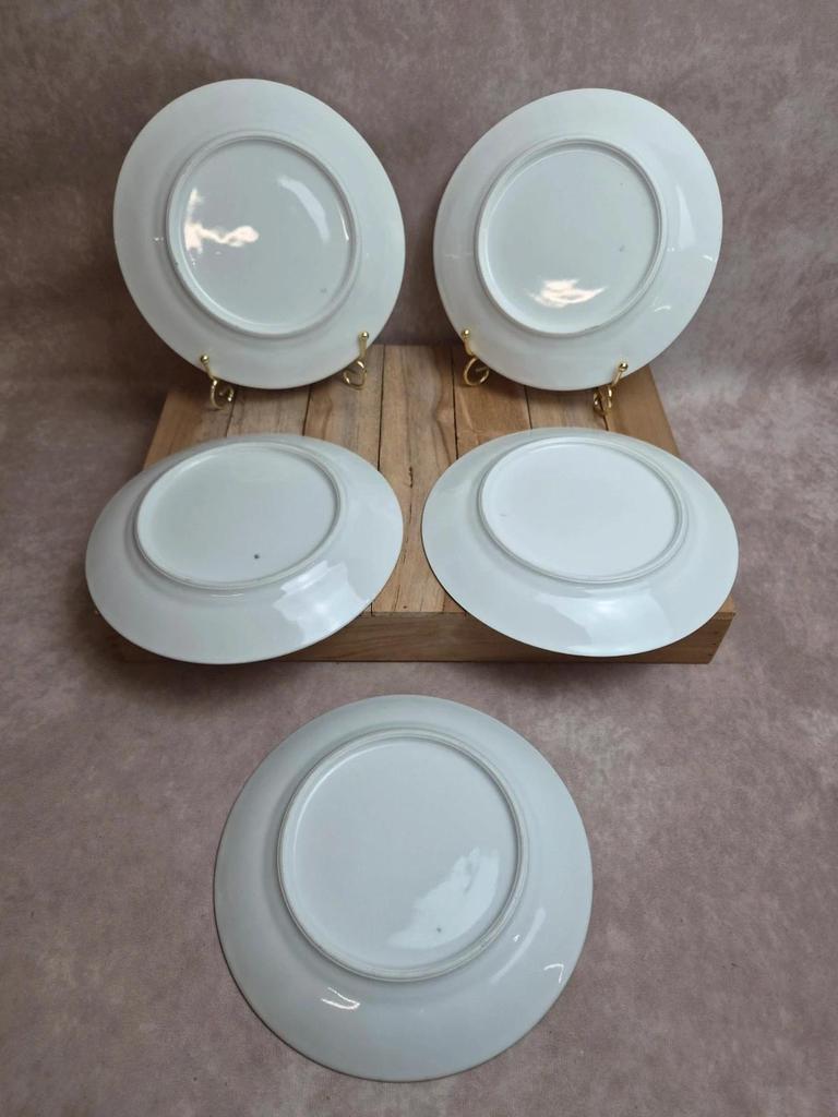 Lot de 5 assiettes à dessert en porcelaine – Décor floral coquelicots