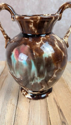Petit vase ancien en céramique émaillée – anses –
