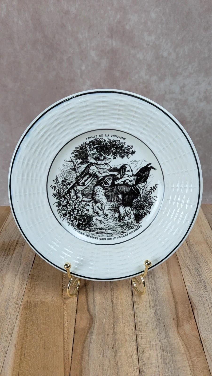 Assiette Sarreguemines Fables de La Fontaine, Le Chien