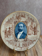 Assiette parlante ancienne en terre de fer Sarreguemines – Sadi Carnot – Xixe
