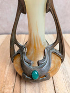 Vase Art nouveau 1900 – Ferdinand von Poschinger attribué – Verre à l'uranium irisé
