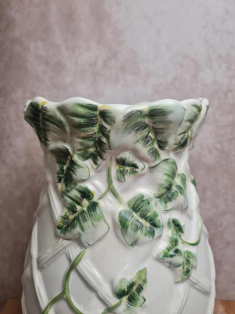 Grand vase vintage portugais Fg 🌿 Vase trompe-l’œil décor lierre en relief 🌿