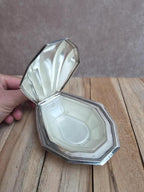 Beurrier à caviar Art déco vintage métal argenté verre dépoli coquille