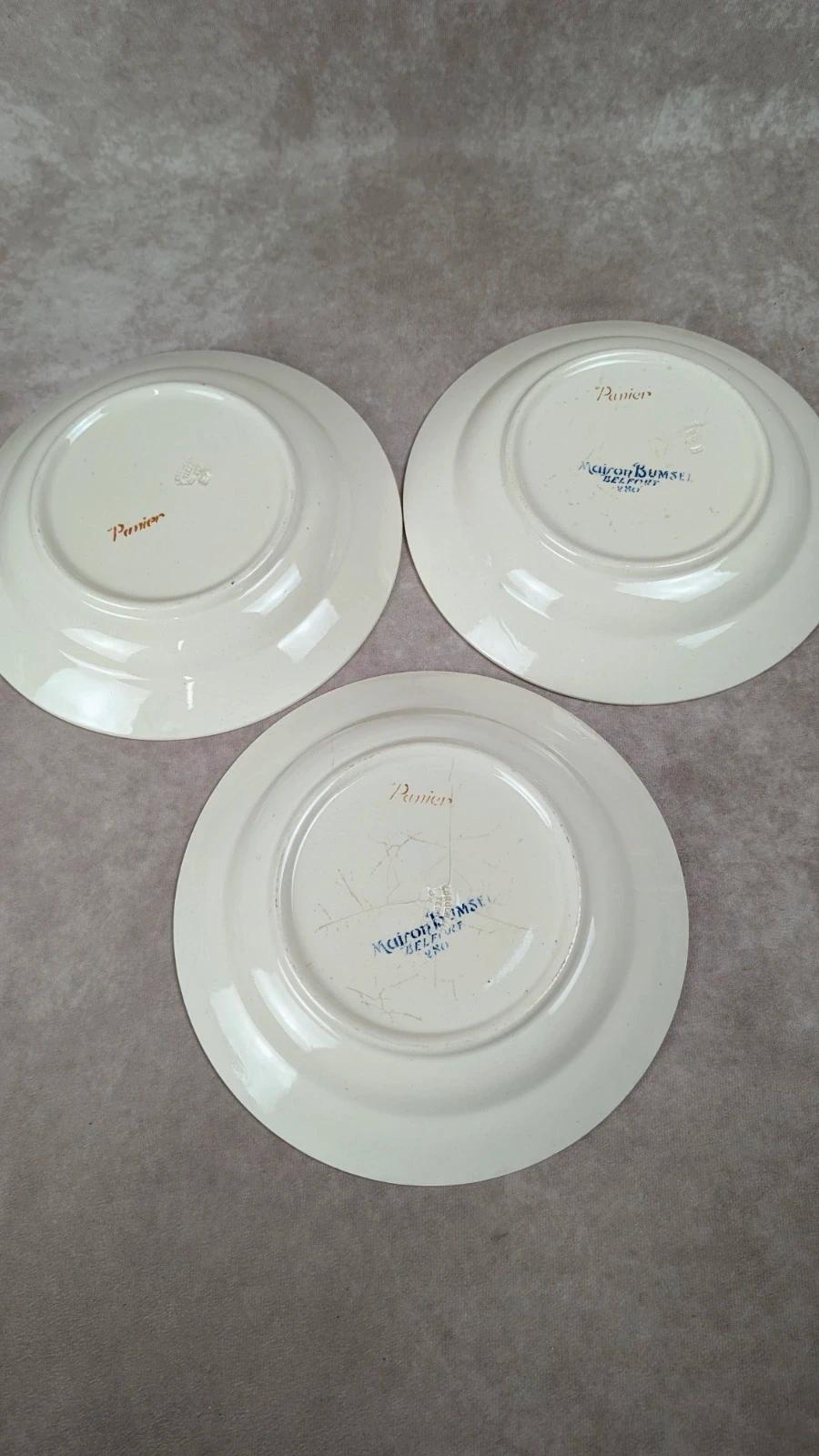 Lot de 3 assiettes creuses Longchamp Terre de Fer – modèle Panier