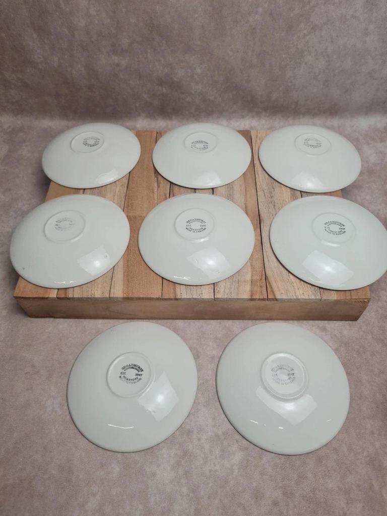 Lot 8 tasses + soucoupes vintage toile de Jouy rouge, Broadhurst Staffordshire