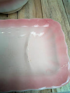 Ancien ensemble de toilette en terre de fer Longchamp rose