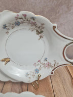 Lot de 2 sous-tasses anciennes porcelaine fine Franco-anglaise Paris décor fleuri doré égoïste