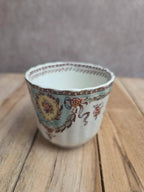 Tasse et soucoupe ancienne Gien – décor polychrome style Louis Xvi – Xixe