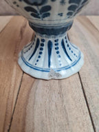 Petit vase vintage style Delft bleu blanc sur piédouche 🌿