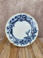 Assiette ancienne anglaise Bwm & Co – modèle Rose & Ivy – registre 1868 – décor bleu noir