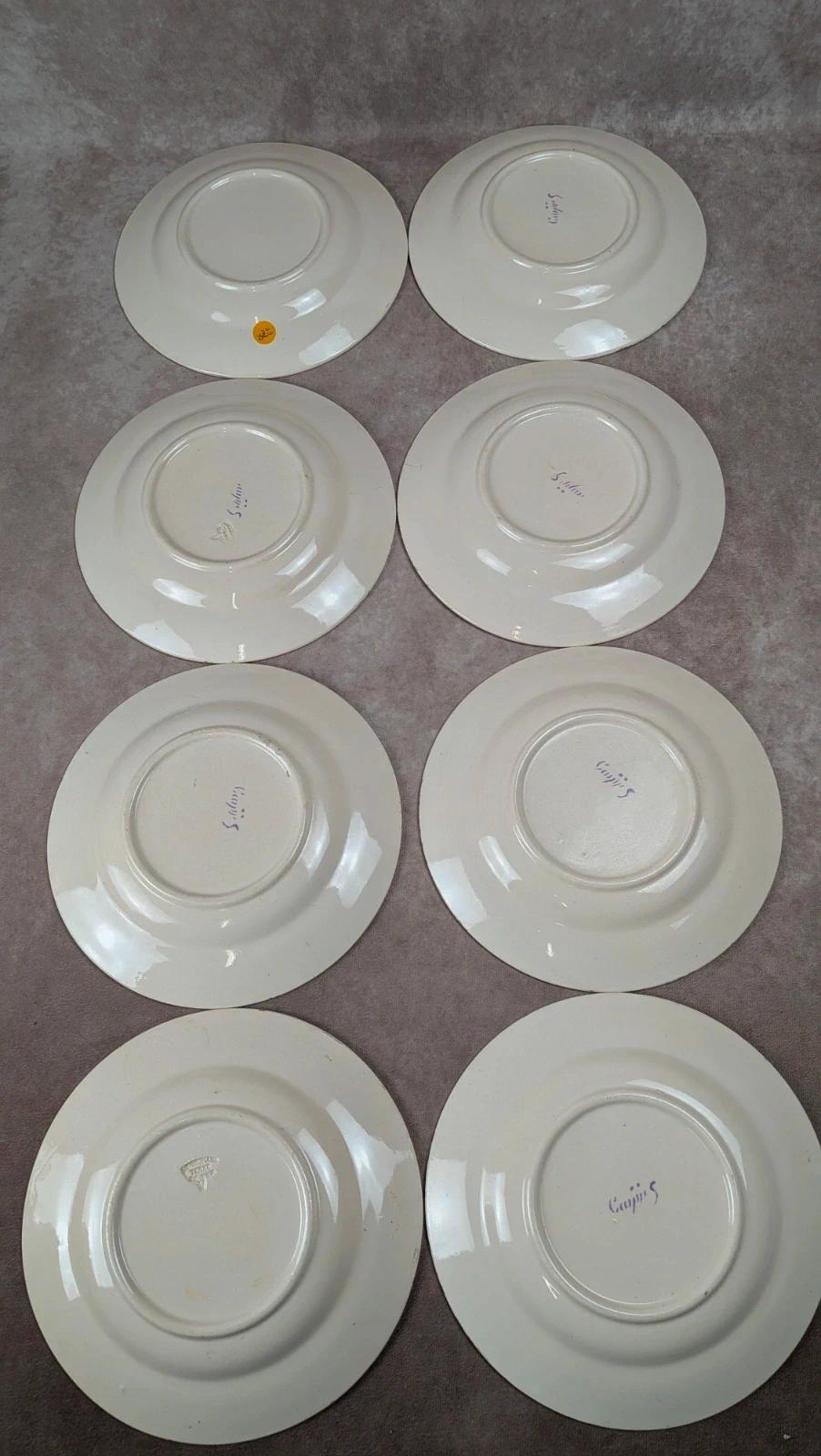 Lot 8 assiettes à dessert Longchamp Terre de Fer modèle Cannes
