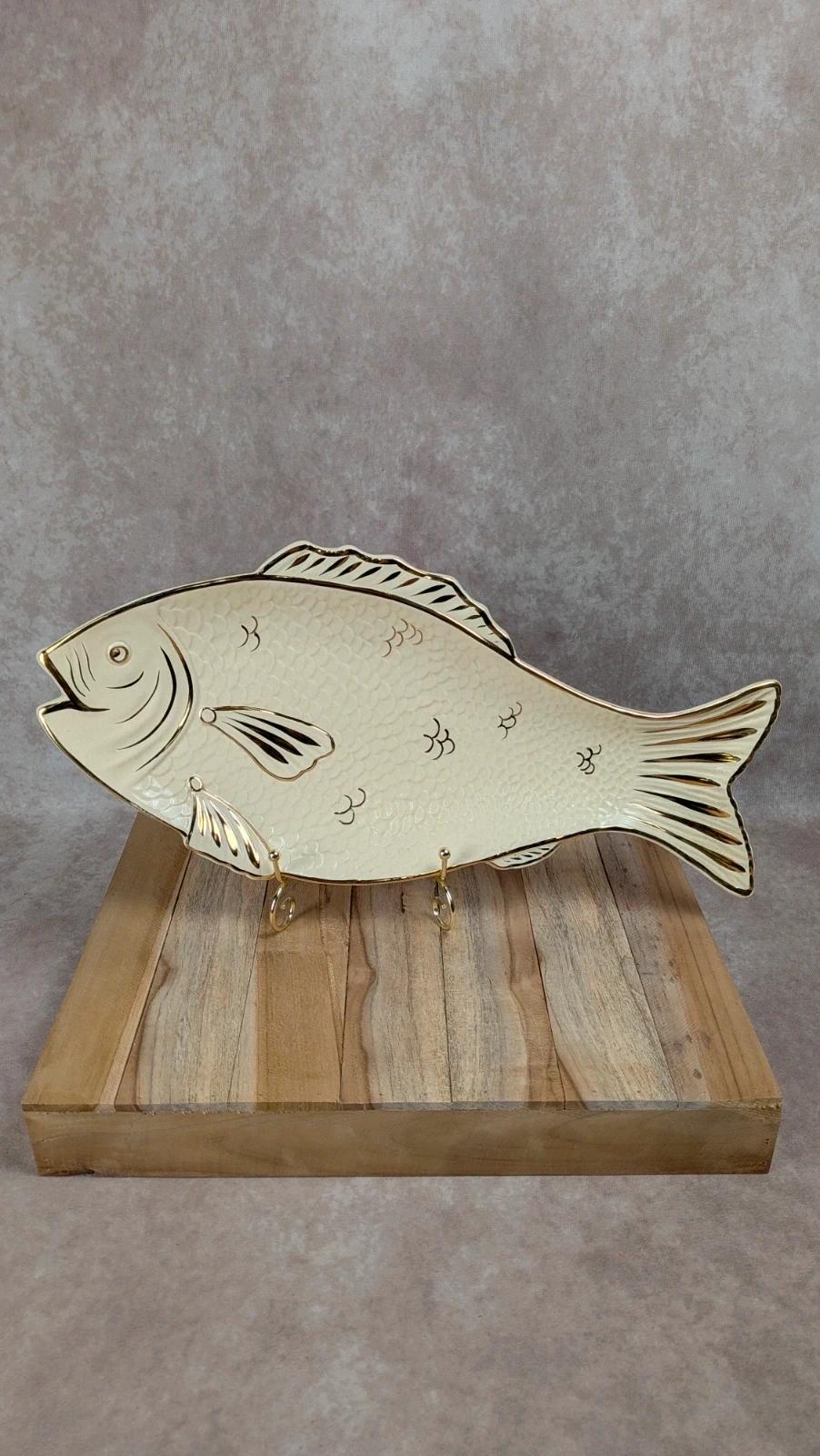 Plat poisson vintage Silda Paris doré