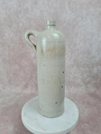 Ancienne bouteille en grès vernissé beige Xixᵉ, avec anse, déco vintage 🏺