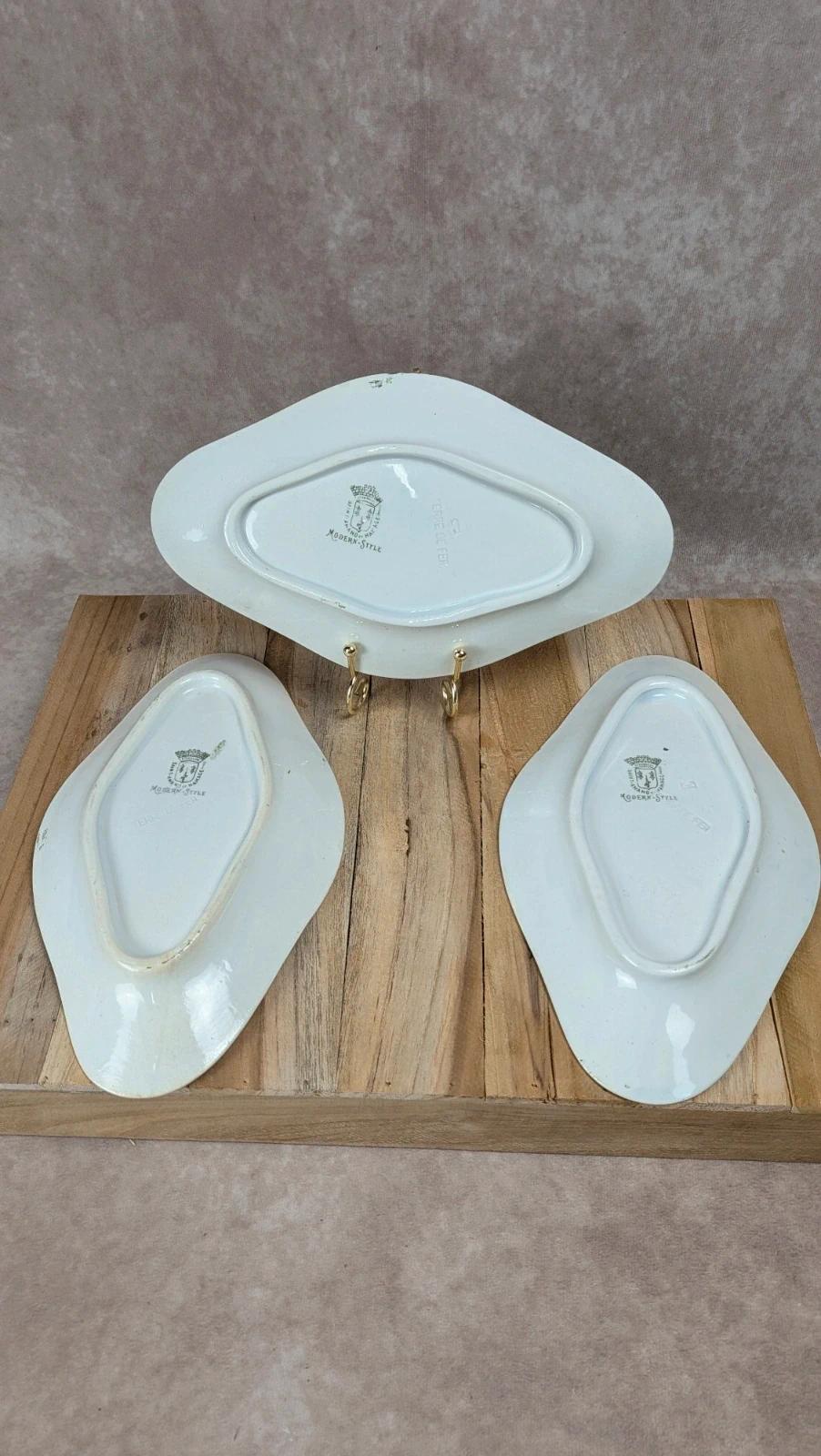 Lot de 3 petits plats anciens Saint-amand – Terre de fer – Modèle Modern Style
