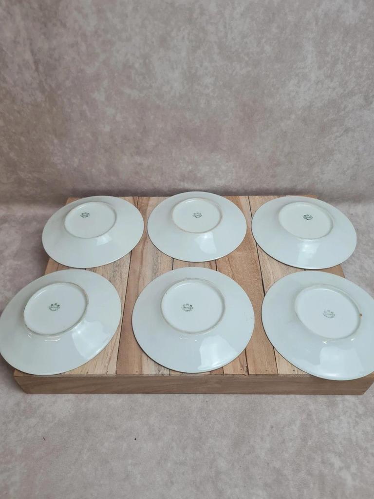 Lot de 6 tasses et soucoupes anciennes Limoges Drb – Art Déco doré 🌸
