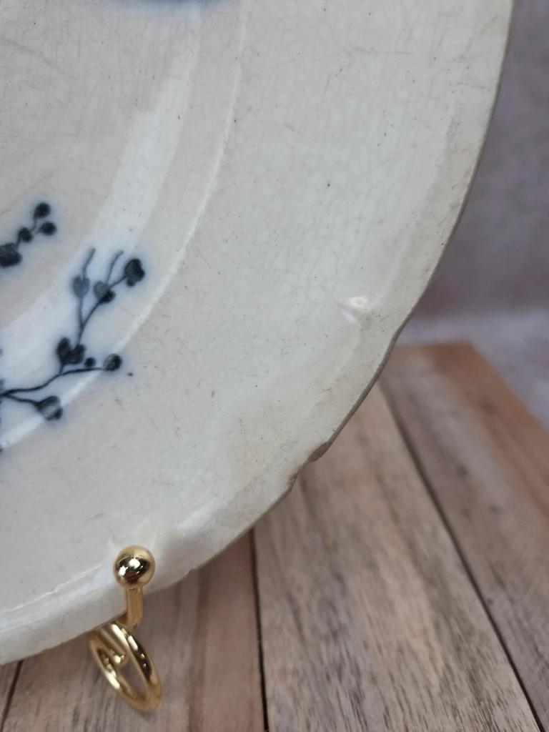 Assiette ancienne Longwy – modèle Japonais – décor oiseaux noir & blanc