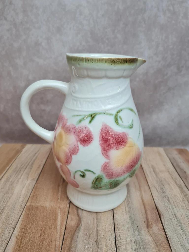 Pichet Sarreguemines barbotine décor floral 🌸