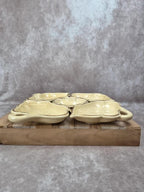 Service apéritif vintage 5 coupelles feuilles – Céramique d’art de Poët Laval – dorures