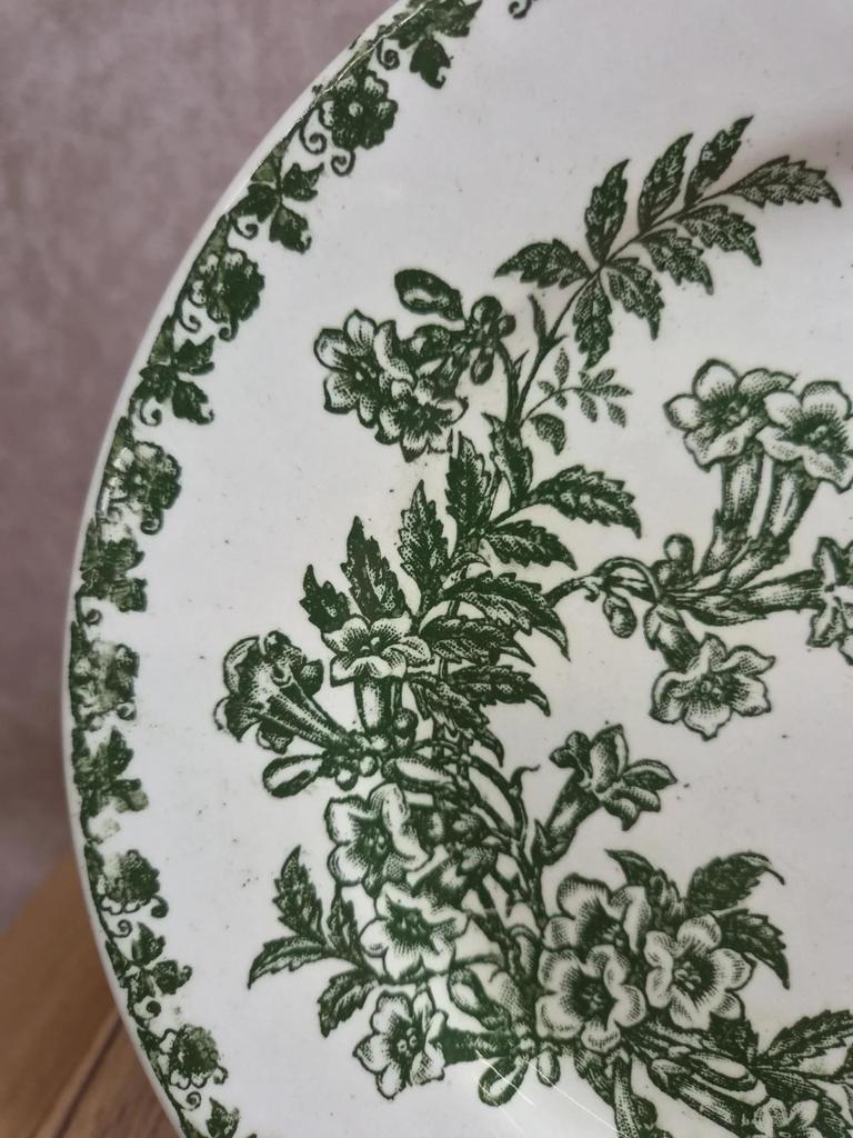 Assiette plate terre de fer Saint-amand – Modèle Denise – Décor vert