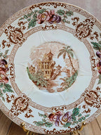 Assiette plate ancienne en terre de fer Longwy – Modèle Cyprus polychrome