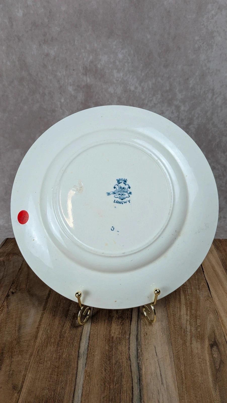 Assiette plate Longwy modèle Champagne – décor bleu ancien