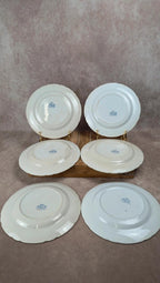 Lot de 6 assiettes plates anciennes Kg Lunéville – modèle Angèle