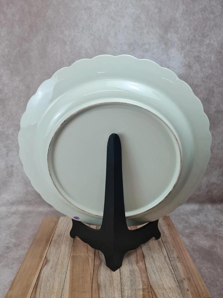 Grand plat décoratif mural bleu et blanc moulins style Delft 41 cm