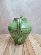 Potiche / cruche en grès vernissé vert – style artisanal vintage