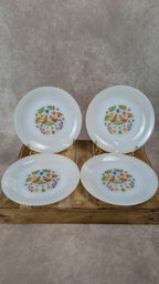 Lot de 4 assiettes à dessert Arcopal France – modèle “oiseaux du Paradis”
