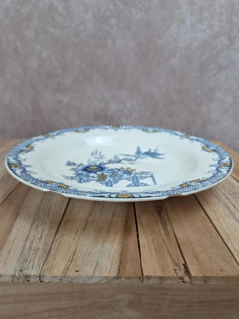 Assiette creuse Terre de Fer Creil Montereau Kyoto, polychrome
