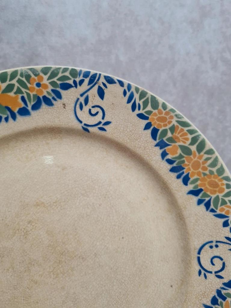 Assiette ancienne en terre de fer Hbcm modèle Vaucluse 🌿💙